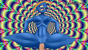 psychedelic slut rides in cowgirl position in anime hentai