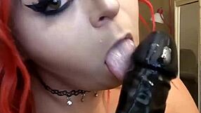 Fat redhead Lexi gives sloppy blowjob with spitting, gagging, and choking on big black cock!