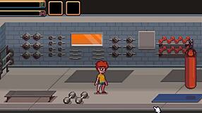 Muscular girl sucks cock after gym training in hentai game