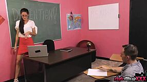 naughty teacher sofie marie teaches a young 18+ student in a classroom setting