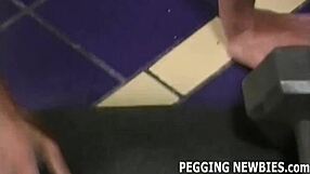 Gay guy gets pegged by bisexual couple