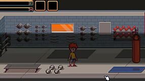 Muscular girl sucks cock after gym training in hentai game