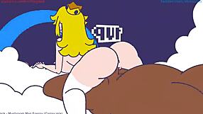 Princess Peach rides big dark cock in wild cartoon action