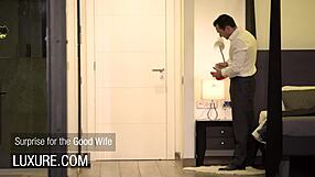 Gorgeous brunette has sex in front of her husband