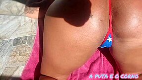 showing off in the pool for the cuckold