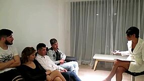 My sister the psychologist is the biggest slut in family orgy treatment. Tattooed milf wife gets anal doggystyle from group cocks.