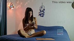 karol, the skinny blonde babysitter, gets ready to fuck in college