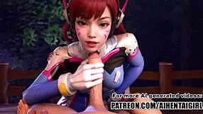 overwatch dva cosplay enjoys uncensored hentai sex