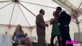 Hot Pornstar Trio Fucks at Wedding, Blonde Bride Gets Assfucked and Cumshot