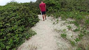 we took the young carioca to the beach to fuck with the couple in the woods and they caught us fucking