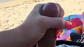 Detailed Blowjob And Handjob On Public Beach For Cum Swallow