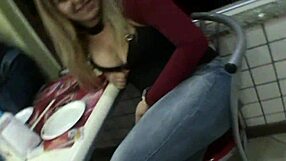 i'm a blonde latina showing off my big ass on the street