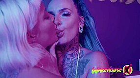 Incredible Lesbian Climax with Huge Double Dildo in Pussy Play