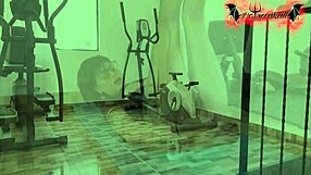 Intense Colombian Latina Whore with Tattoo Masturbates Using Dildo Toys in Gym Solo