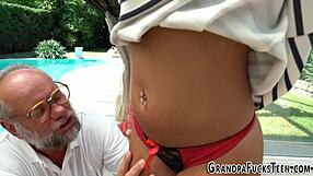 hey, check this tongued teen getting cum dumped outside