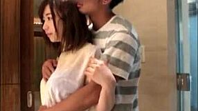 mio the college teen explores hotel bath with lingerie and wet play