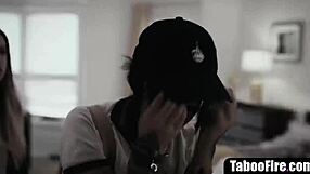 Can the lesbo stepdaughter prove she's gay by fucking stepmom and her boyfriend?