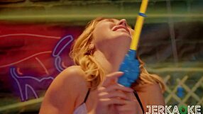 Two hot blondes eat each other's pussy in Jerkaoke.