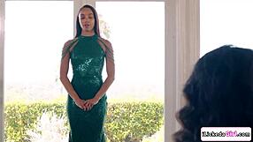 Ebony lesbian model scissoring with big tits milf coach?