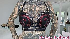 Melody radford tries on black and purple lingerie with micro bikini