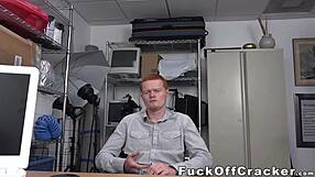 Redhead Guy Sucks Monster Black Cock at Office