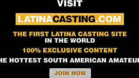 Latina casting model begs for job with throat and pussy.