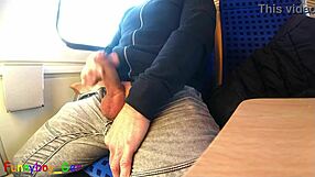 watch this horny guy jerk off his monster cock on the train?