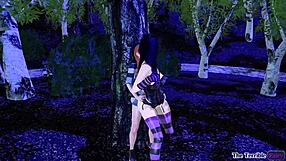 Goth futanari shemale in 3D anime hentai cartoon