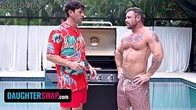 labor day bbq party spirals into step-daughter foursome orgy with deepthroat and cum blasts