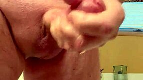 65 Yr Old Man Strokes Average Cock in Intense Solo Session