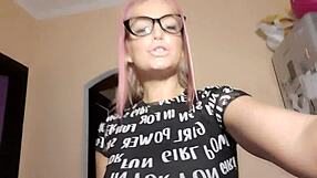 mistress says, 'fuck her shaved pussy in stockings, follow my russian domination instructions'