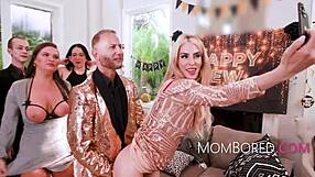 Blonde Milf Host Fucks In Front Of Party Guests! Watch Her Big Tits Bounce While Conversing.