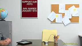 Slutty Brunette Babe Seduces Teacher With Shaved Pussy