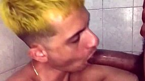 twink sneaks from soccer field for secret interracial gloryhole action with big cock