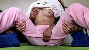 Teasing Small Tits and Wet Pussy of 18yo Stepsister in Pajama