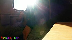 watch this horny guy jerk off his monster cock on the train?