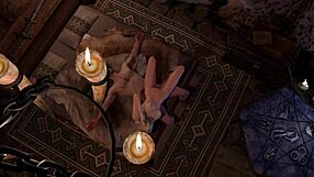 Can you resist this slim blonde riding cock sideways in Skyrim parody?