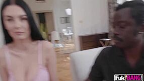 simon kitty bends over to deepthroat and fuck two monster dicks