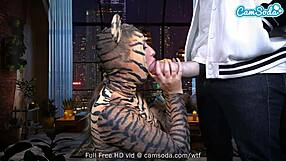 Big Boobs Pussy Cat Masturbates and Blows Monster Dick on Webcam