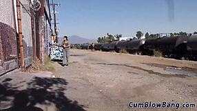 tattooed babe in blowbang gobbles black dongs, you watching?