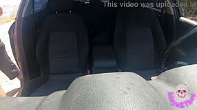 Big-titted woman fucks stranger joining her masturbation in car