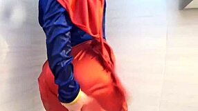 Supergirl saves the day and receives an orgasm in the shower