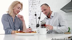 teen 18+ gags on blowjob then rides assfucking