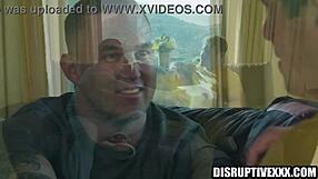 gay buff shares cum-filled donut with muscular neighbor in bareback anal blowjob fucking