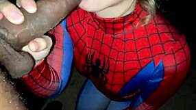 blonde spider woman in cosplay costume