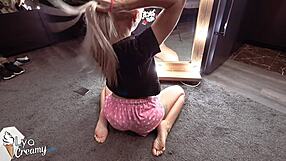 Hey, Wanna See a Sexy Blonde Teen Masturbate With Toys at the Mirror?