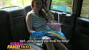 Lesbians Share Dildo in Wet Pussies During Taxi Ride