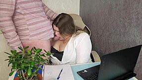 Boss Fucks BBW's Huge Ass Hard. Then Cums on Her Big Juicy Tits.