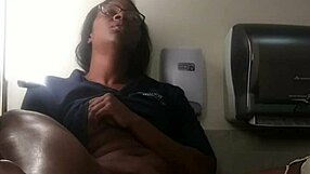 Ebony babe playing on the bathroom counter.