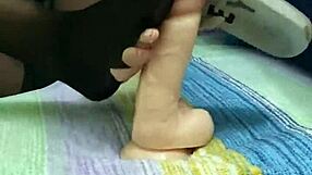 i give a footjob with my dildo and torn pantyhose while masturbatin in doggystyle